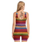 Colorful Mexican Woven Pattern Print Sleeveless One Piece Swimsuit