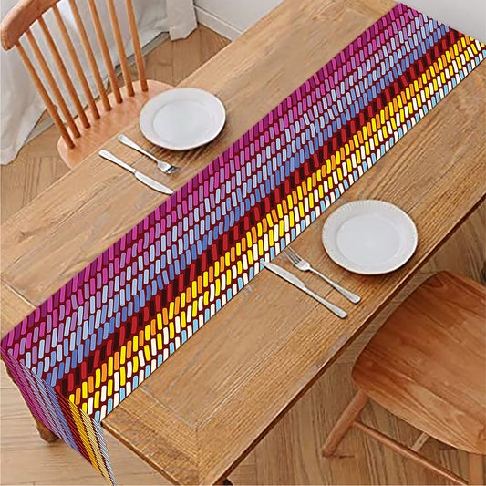 Colorful Mexican Woven Pattern Print Table Runner