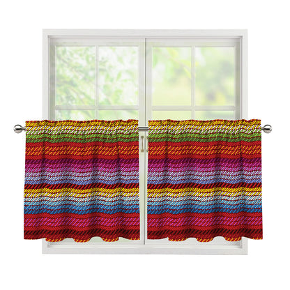 Colorful Mexican Woven Pattern Print Tier Curtains