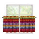 Colorful Mexican Woven Pattern Print Tier Curtains