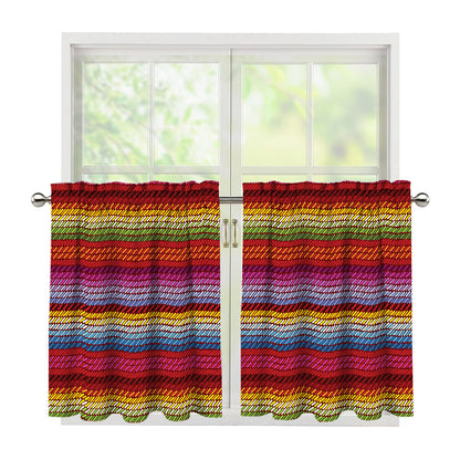 Colorful Mexican Woven Pattern Print Tier Curtains