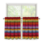 Colorful Mexican Woven Pattern Print Tier Curtains