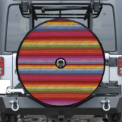 Colorful Mexican Woven Pattern Print Tire Cover With Camera Hole