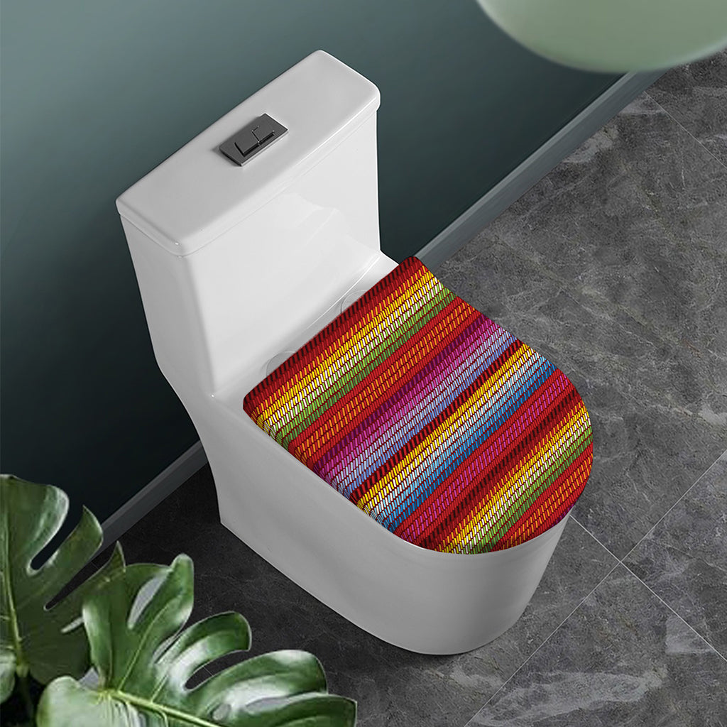 Colorful Mexican Woven Pattern Print Toilet Lid Cover