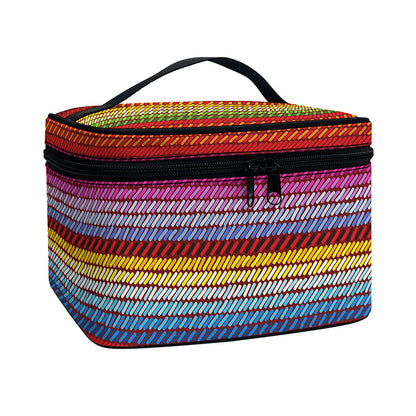 Colorful Mexican Woven Pattern Print Travel Makeup Bag