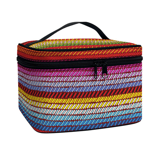 Colorful Mexican Woven Pattern Print Travel Makeup Bag