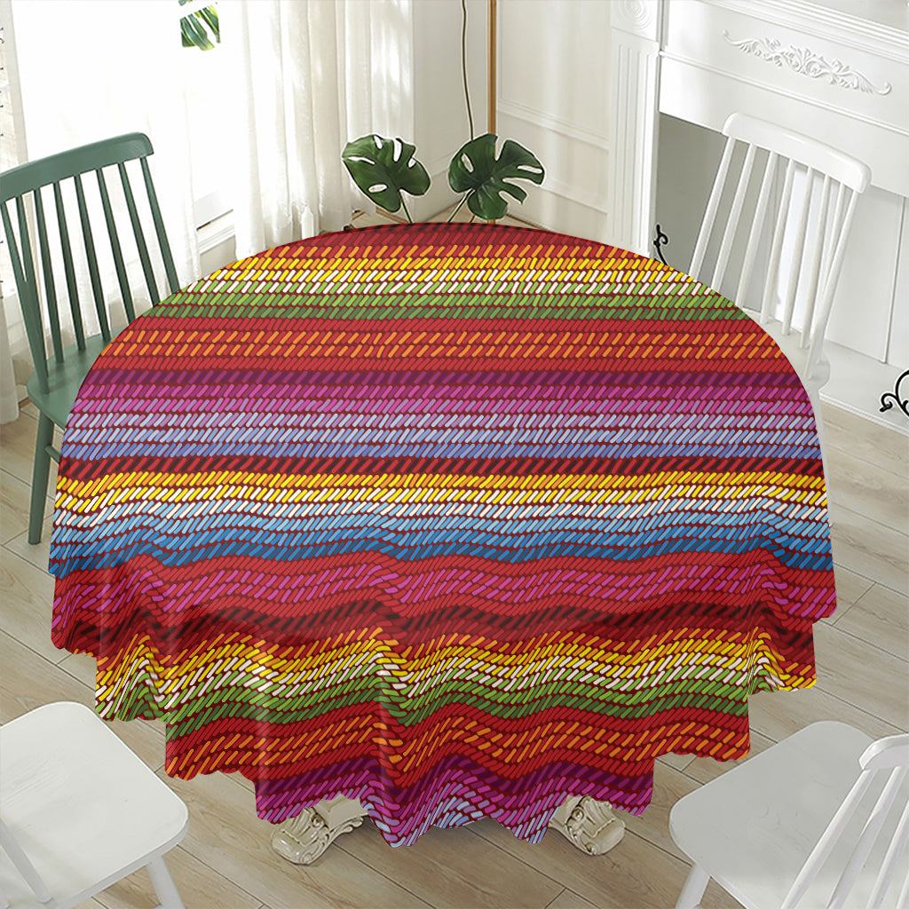 Colorful Mexican Woven Pattern Print Waterproof Round Tablecloth