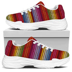 Colorful Mexican Woven Pattern Print White Chunky Shoes