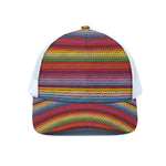 Colorful Mexican Woven Pattern Print White Mesh Trucker Cap
