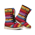 Colorful Mexican Woven Pattern Print Winter Boots