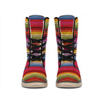 Colorful Mexican Woven Pattern Print Winter Boots