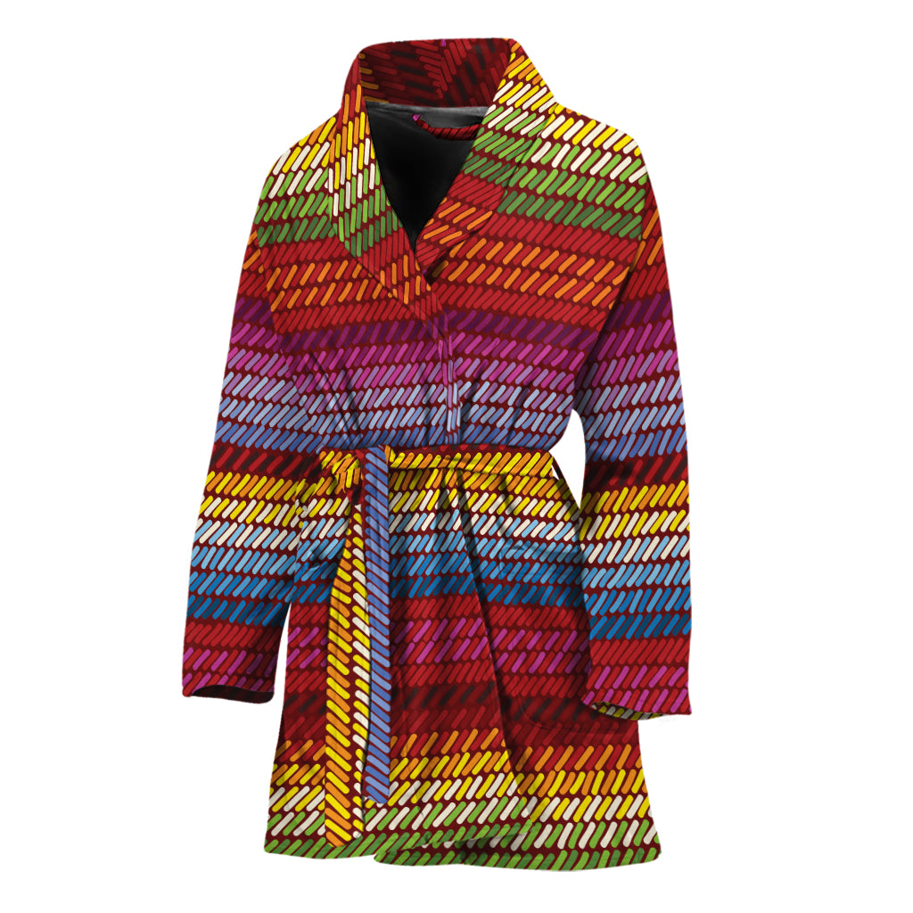 Colorful Mexican Woven Pattern Print Women's Bathrobe