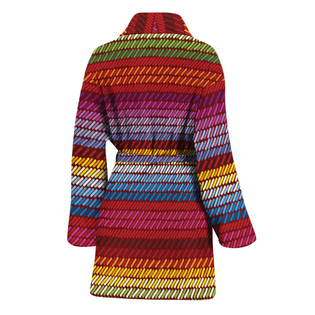 Colorful Mexican Woven Pattern Print Women's Bathrobe