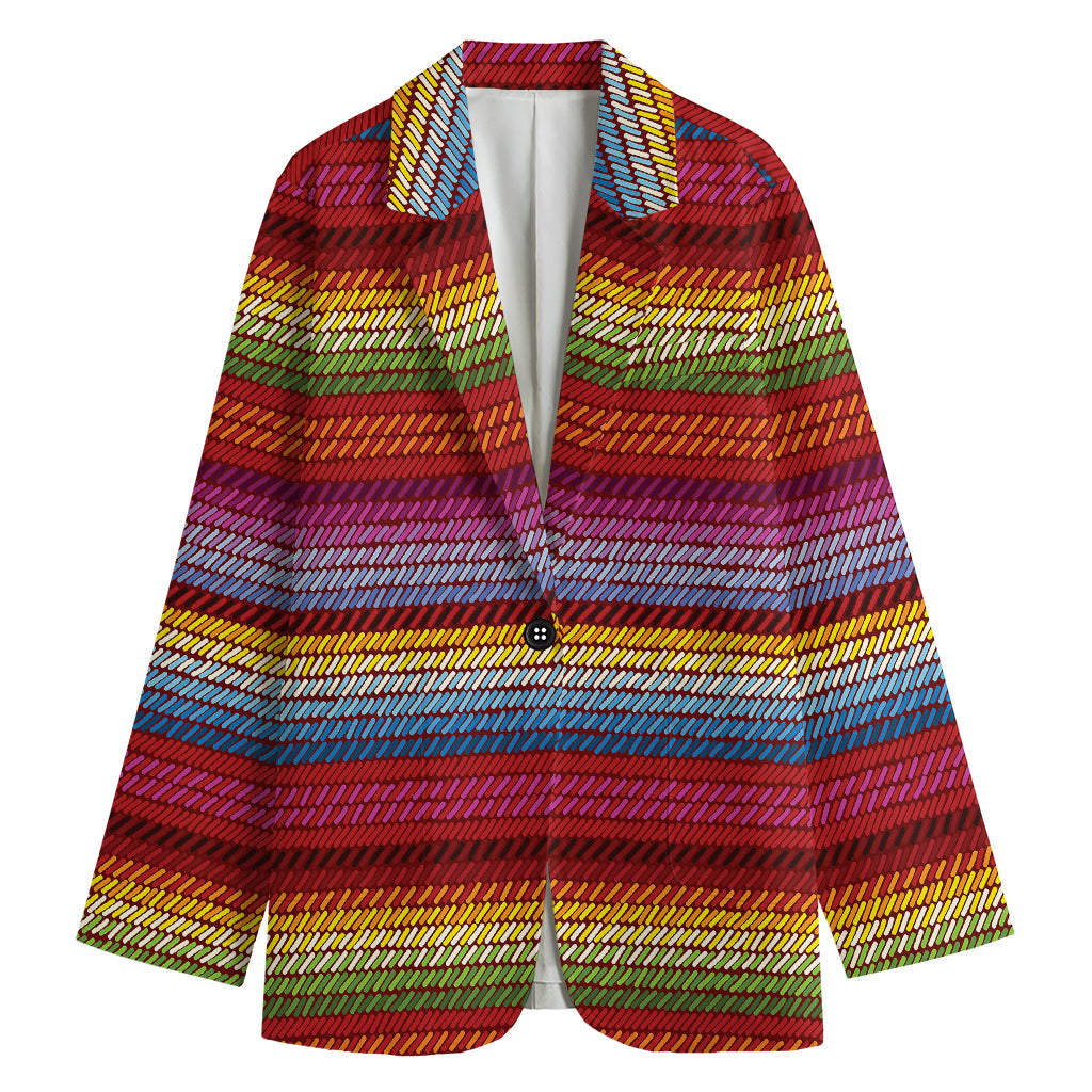 Colorful Mexican Woven Pattern Print Women's Blazer