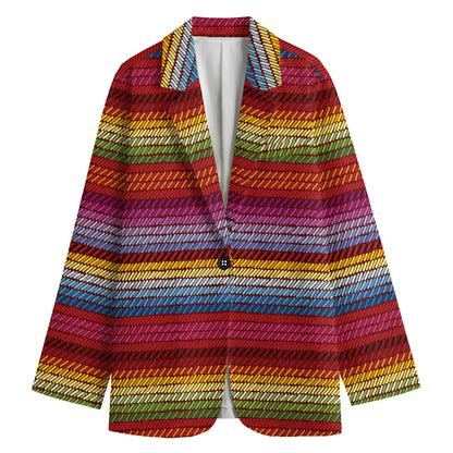 Colorful Mexican Woven Pattern Print Women's Blazer