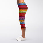 Colorful Mexican Woven Pattern Print Women's Capri Leggings