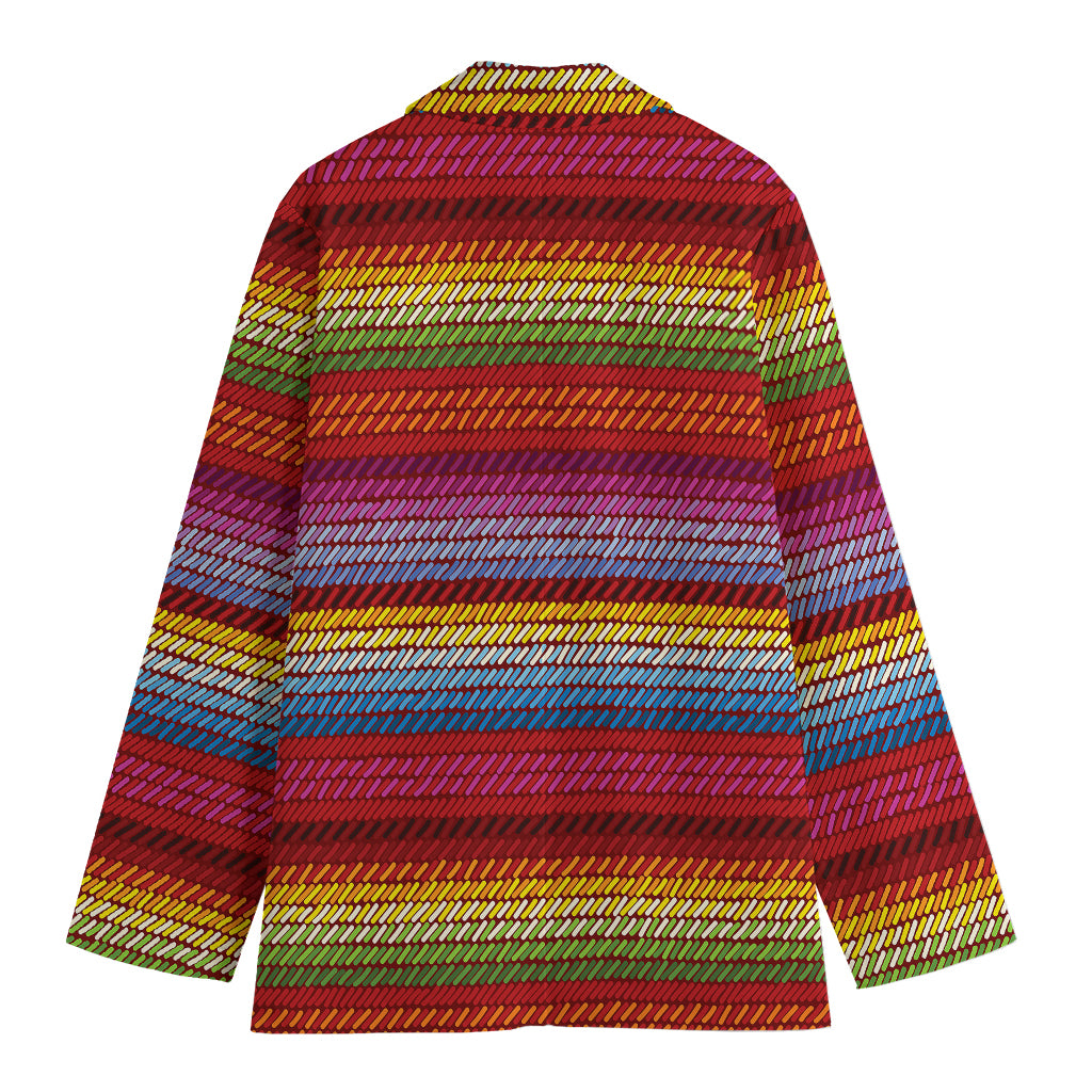 Colorful Mexican Woven Pattern Print Women's Cotton Blazer