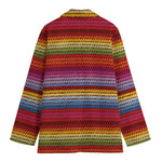 Colorful Mexican Woven Pattern Print Women's Cotton Blazer