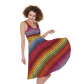 Colorful Mexican Woven Pattern Print Sleeveless Knee Length Dress