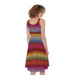 Colorful Mexican Woven Pattern Print Women's Sleeveless Dress
