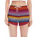 Colorful Mexican Woven Pattern Print Women's Split Running Shorts