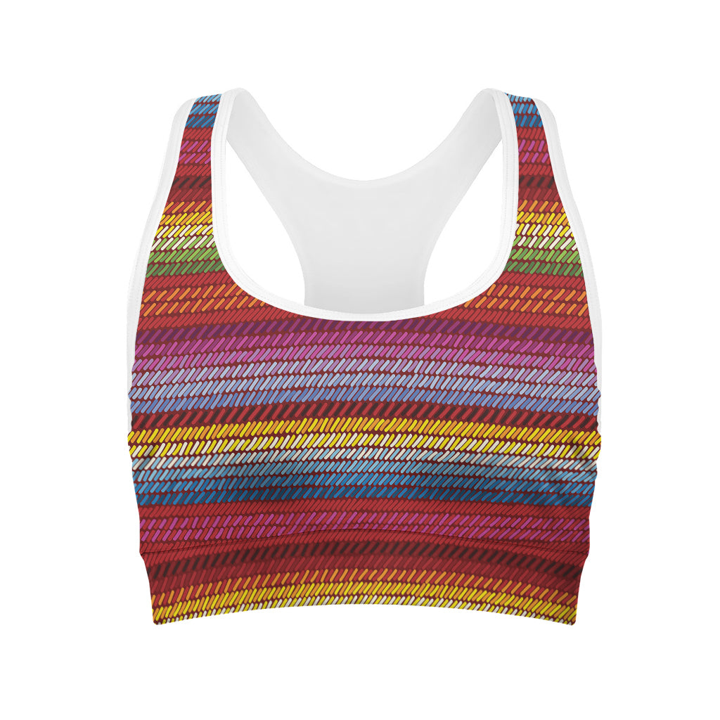 Colorful Mexican Woven Pattern Print Women's Sports Bra