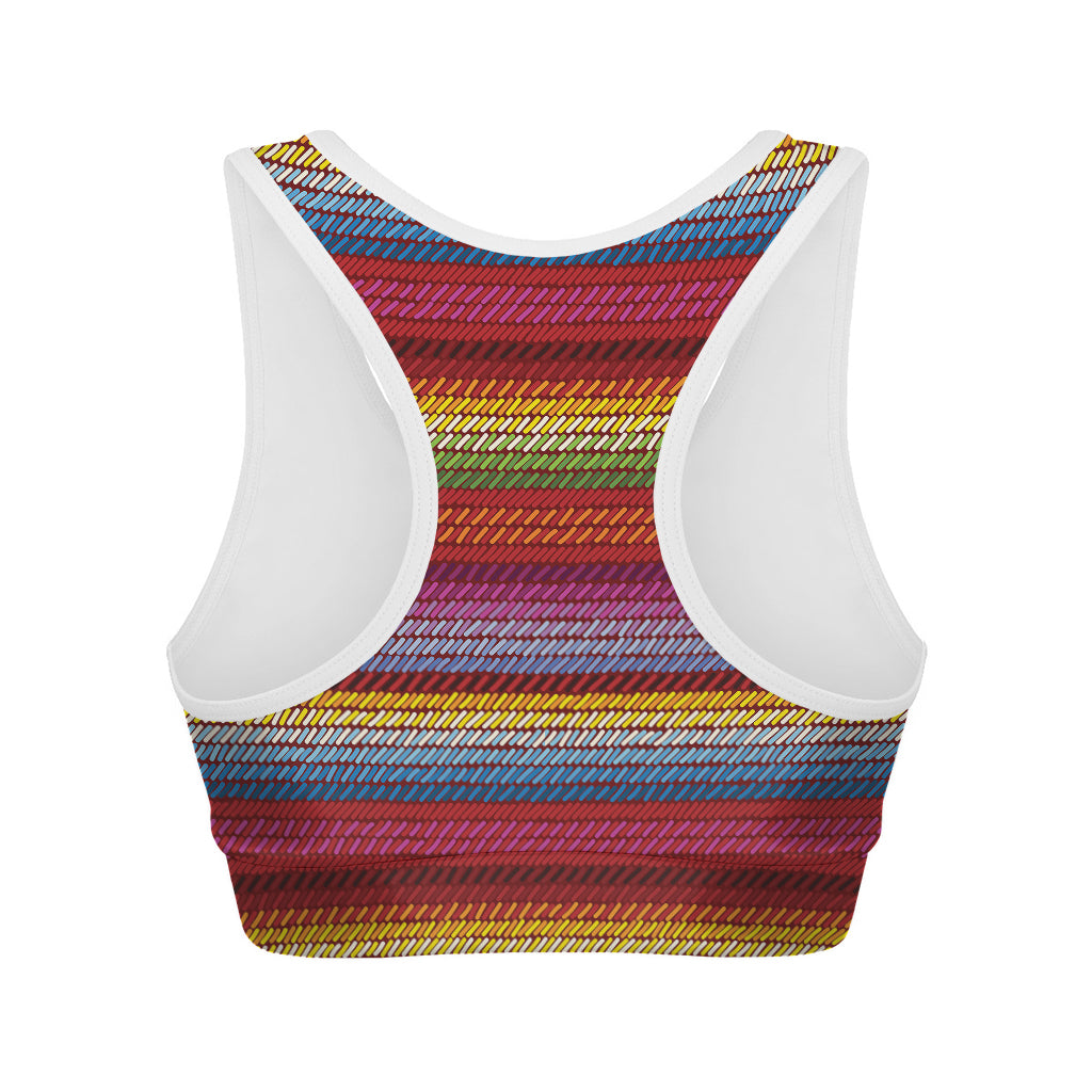 Colorful Mexican Woven Pattern Print Women's Sports Bra