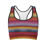 Colorful Mexican Woven Pattern Print Women's Sports Bra