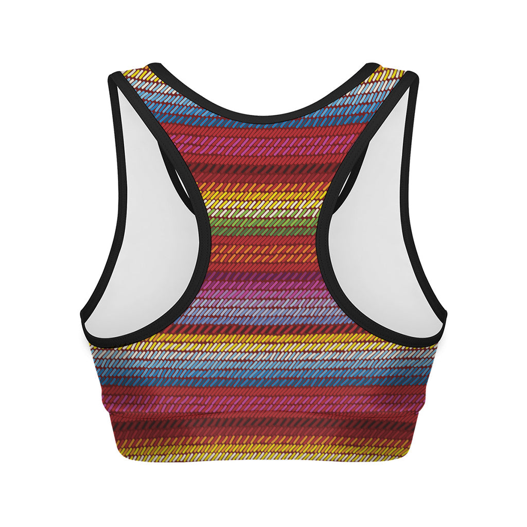 Colorful Mexican Woven Pattern Print Women's Sports Bra