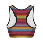 Colorful Mexican Woven Pattern Print Women's Sports Bra
