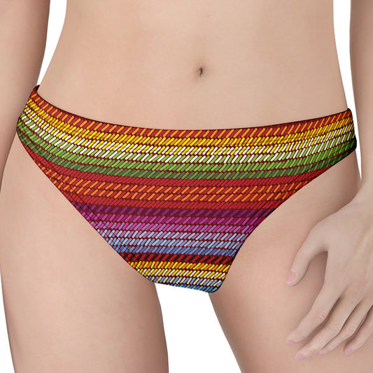 Colorful Mexican Woven Pattern Print Women's Thong