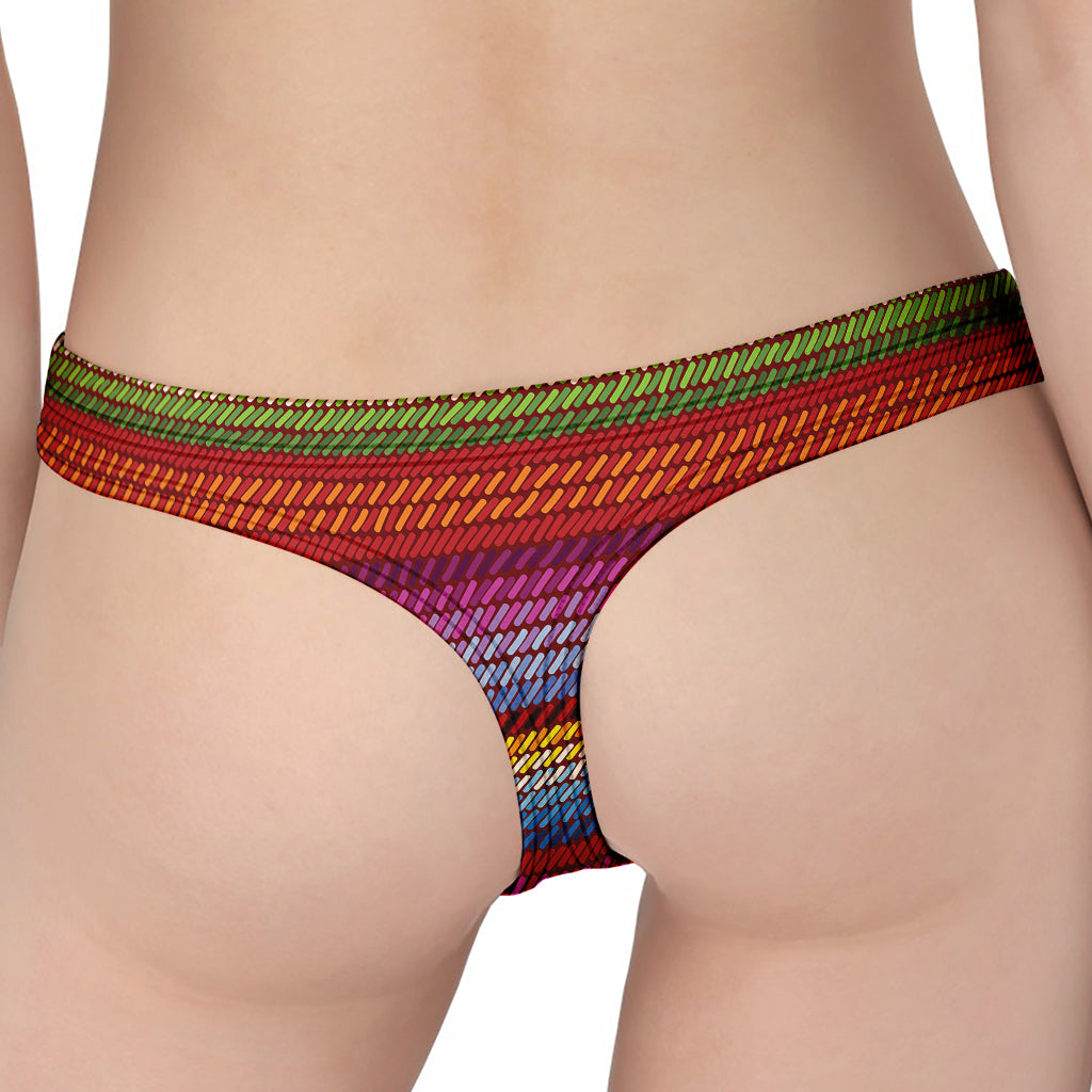 Colorful Mexican Woven Pattern Print Women's Thong