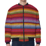 Colorful Mexican Woven Pattern Print Zip Sleeve Bomber Jacket