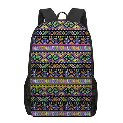 Colorful Native Navajo Tribal Print 17 Inch Backpack