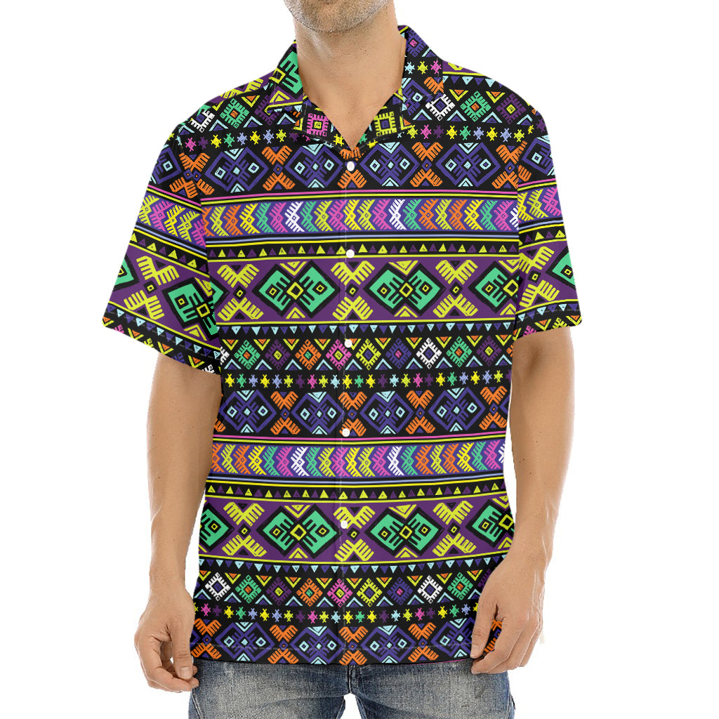 Colorful Native Navajo Tribal Print Aloha Shirt