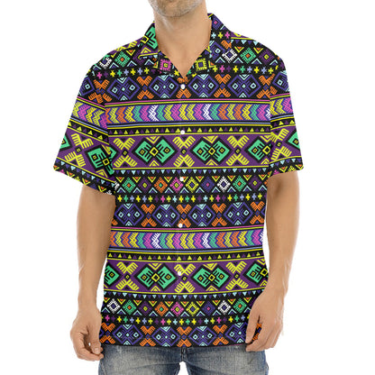 Colorful Native Navajo Tribal Print Aloha Shirt