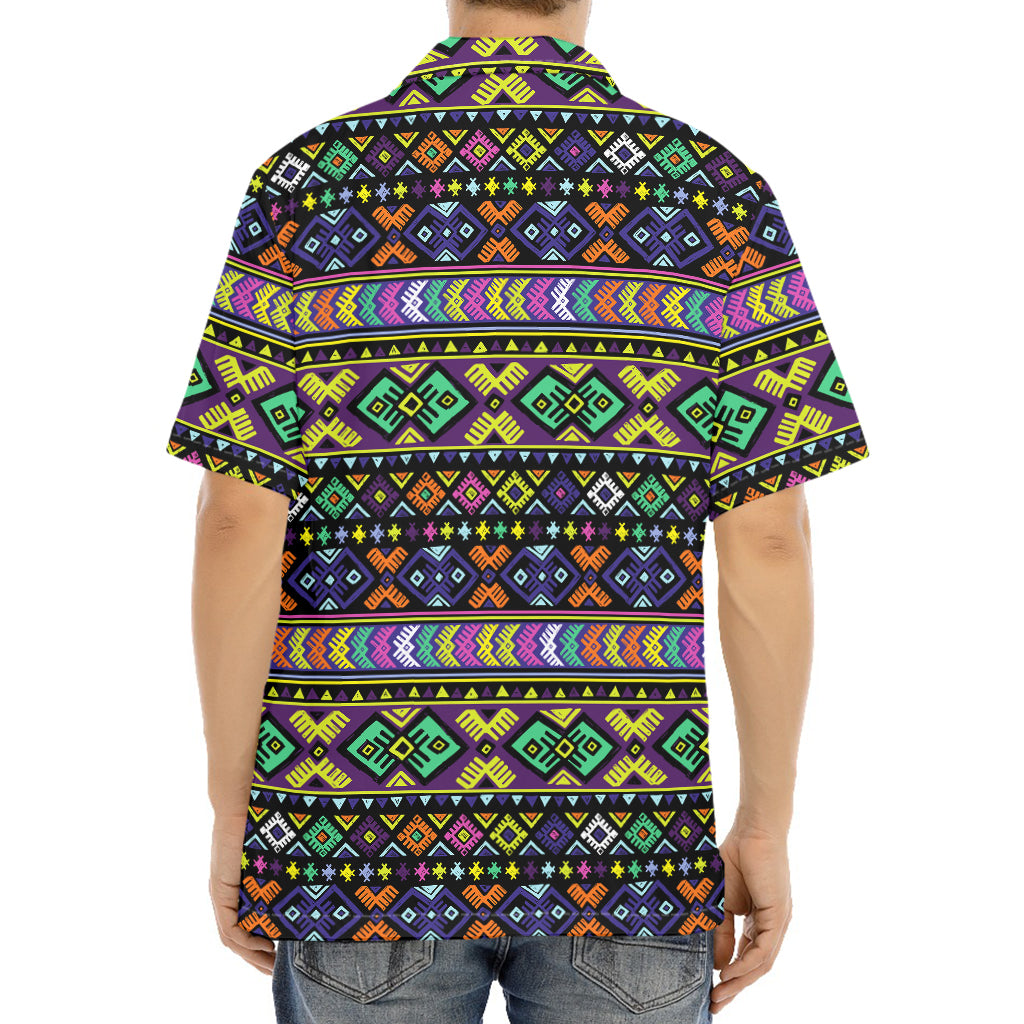 Colorful Native Navajo Tribal Print Aloha Shirt