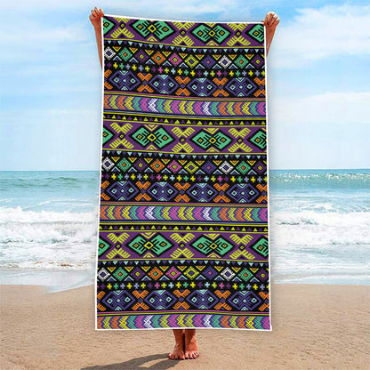 Colorful Native Navajo Tribal Print Beach Towel