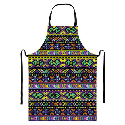 Colorful Native Navajo Tribal Print Bib Apron With Pocket