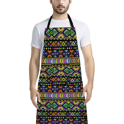 Colorful Native Navajo Tribal Print Bib Apron With Pocket