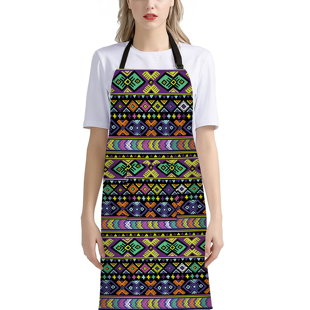 Colorful Native Navajo Tribal Print Bib Apron With Pocket