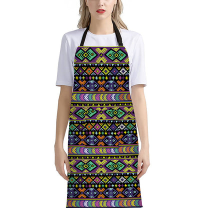 Colorful Native Navajo Tribal Print Bib Apron With Pocket