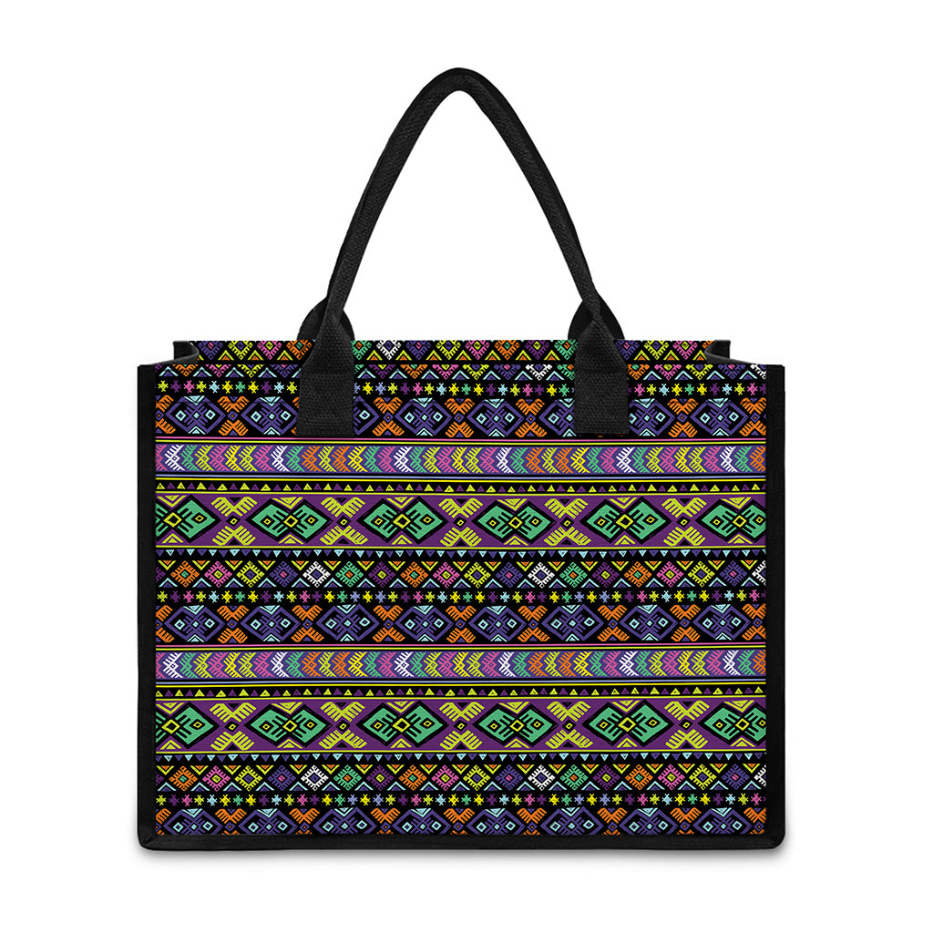 Colorful Native Navajo Tribal Print Canvas Tote Bag