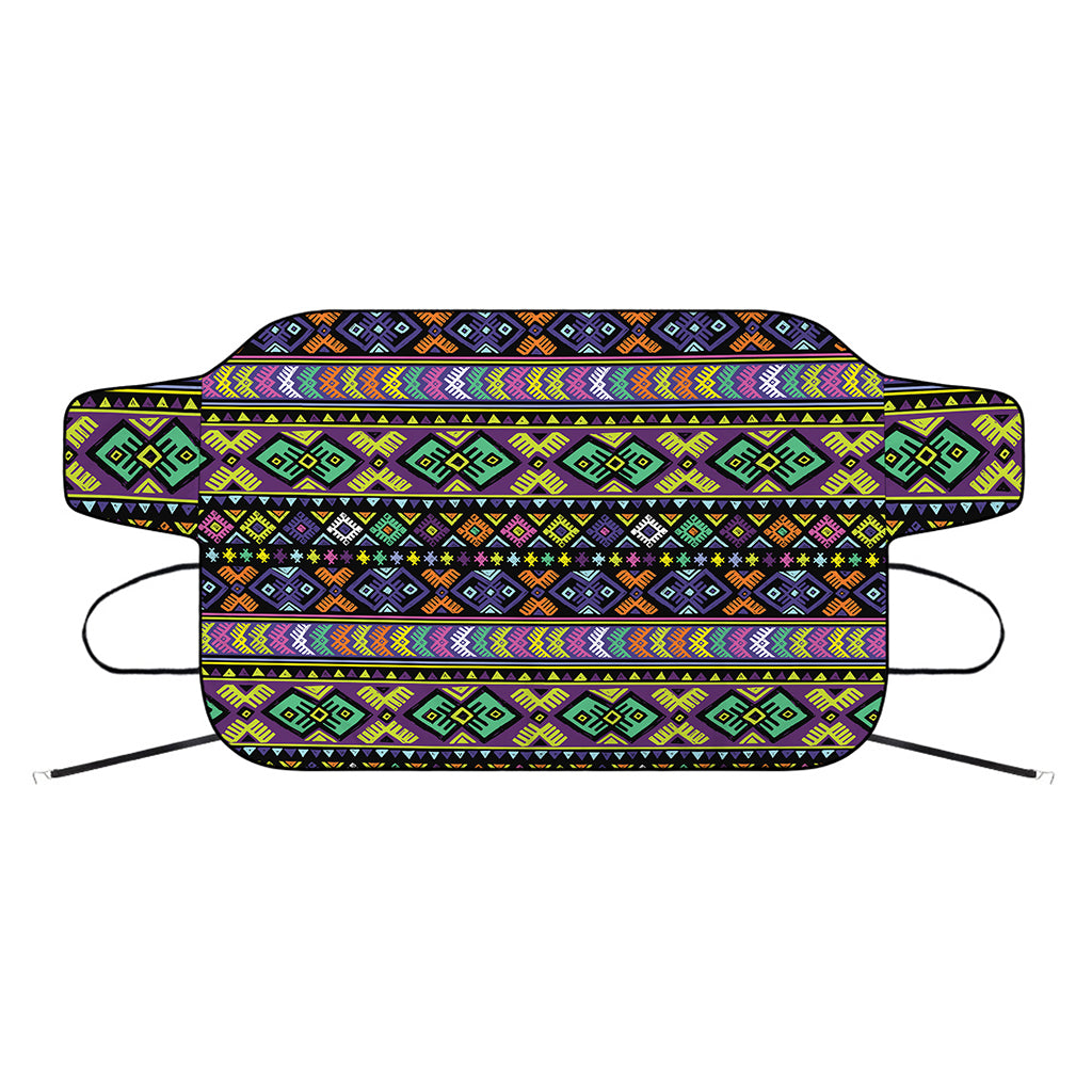 Colorful Native Navajo Tribal Print Car Windshield Snow Cover