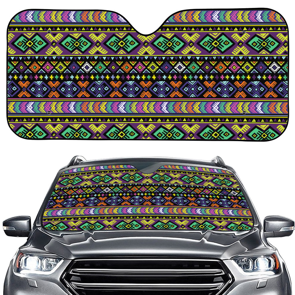 Colorful Native Navajo Tribal Print Car Windshield Sun Shade