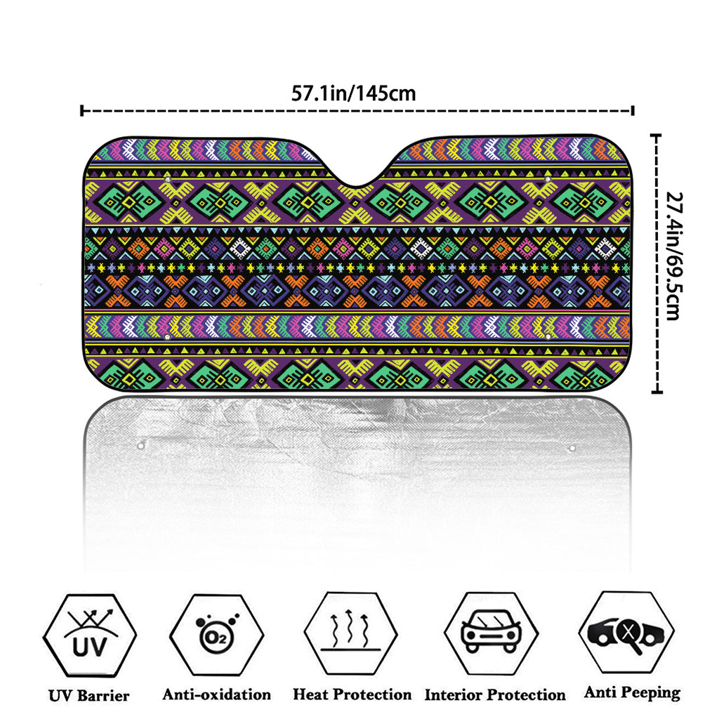 Colorful Native Navajo Tribal Print Car Windshield Sun Shade