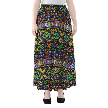 Colorful Native Navajo Tribal Print Chiffon Maxi Skirt