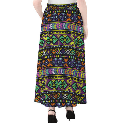 Colorful Native Navajo Tribal Print Chiffon Maxi Skirt