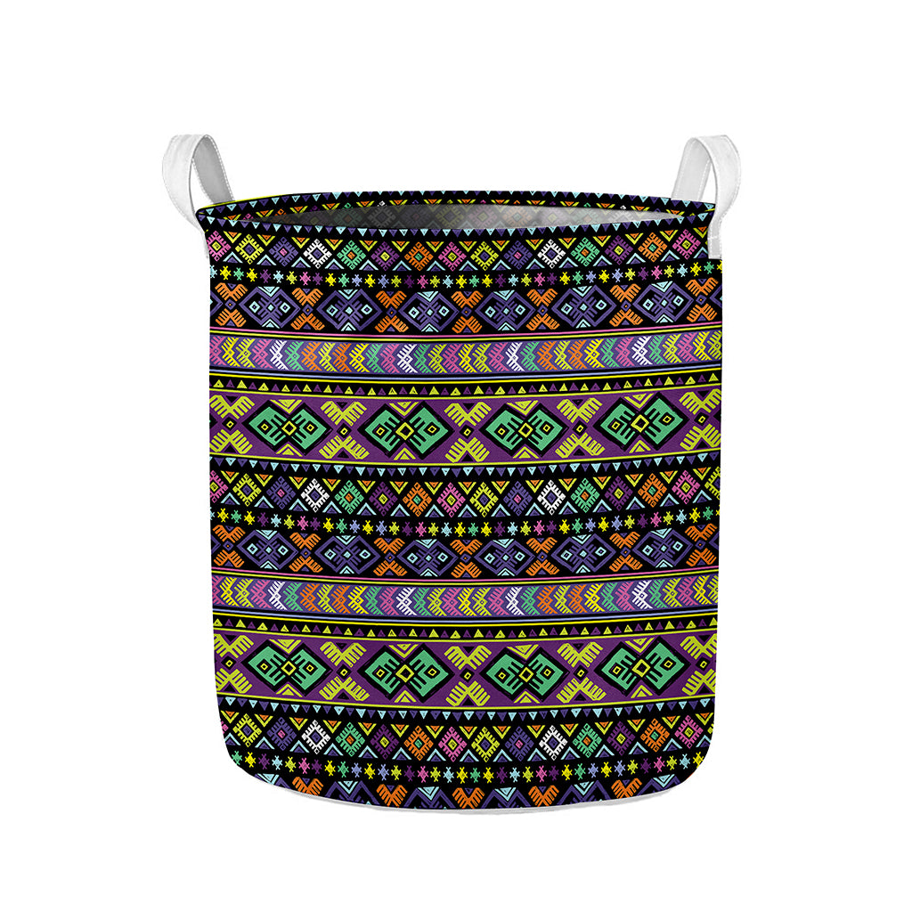 Colorful Native Navajo Tribal Print Collapsible Laundry Basket