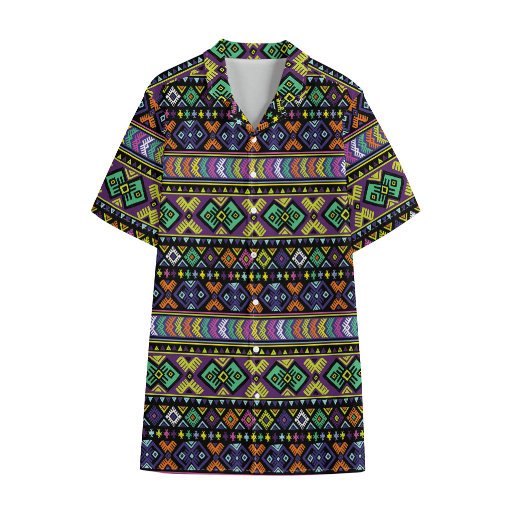 Colorful Native Navajo Tribal Print Cotton Hawaiian Shirt